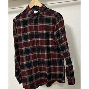 Croft & Barrow Men's Small Plaid Flannel Shirt Button Red, Blue and Biege